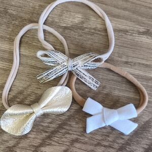 Elegant Baby Bow Hairbands Set - Cream, Gold, White